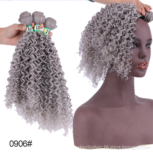 Wholesale Hot Sale Natural 16''18''20''Ombre  Afro Jerry Curl Bundles Hair Weft Synthetic Hair Weave Bundles Extension For Woman